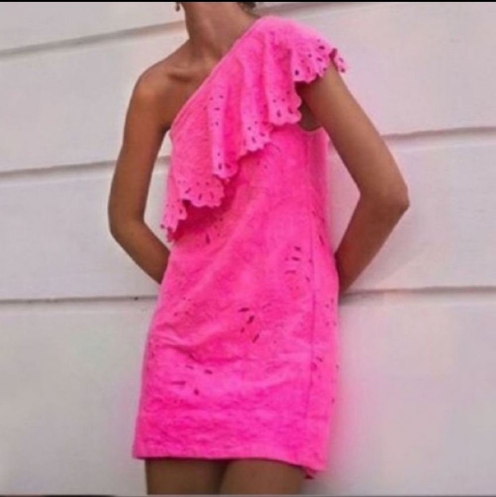 NWOTFARM Rio | Pink One Shoulder Ruffle Mini Dress